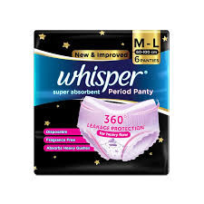 WHISPER PERIOD PANTY M-L 6 P